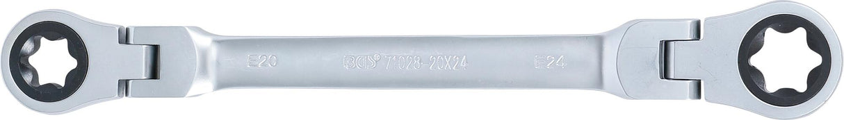 DOUBLE RATCHET RING SPANNER | ADJUSTABLE | WITH E-TYPE RING HEADS | E20 X E24 (71028-20X24)