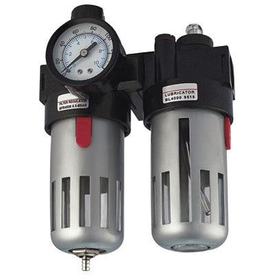 AIR FILTER / OIL BLOCK WITH PRESSURE REGULATOR AND PRESSURE GAUGE | 1/4" (LG-06)