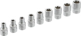 SOCKET SET, E-TYPE | 12.5 MM (1/2") DRIVE | E10 - E24 | 9 PCS. (6425)