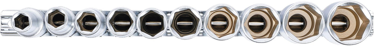 SOCKET SET, HEXAGON, DEEP | 12.5 MM (1/2") DRIVE | INCH SIZES | 10 PCS. (2435)