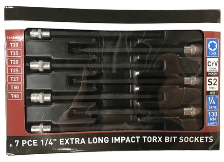 PRESSED BIT SET | 6.3 MM (1/4") | T-STAR (TORX) S2 | T10 - T40 | 7 PCS. (S1107)