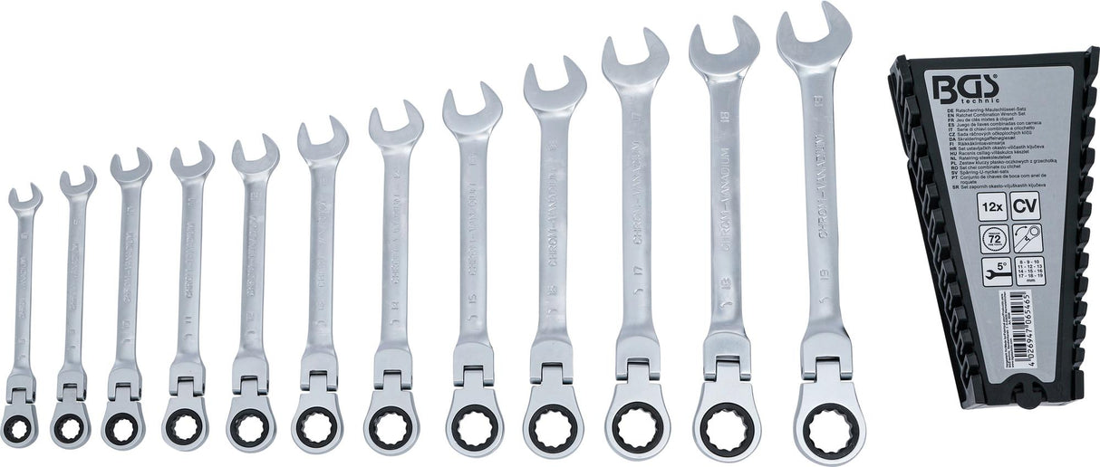 RATCHET COMBINATION WRENCH SET | ADJUSTABLE | 8 - 19 MM | 12 PCS. (6546)