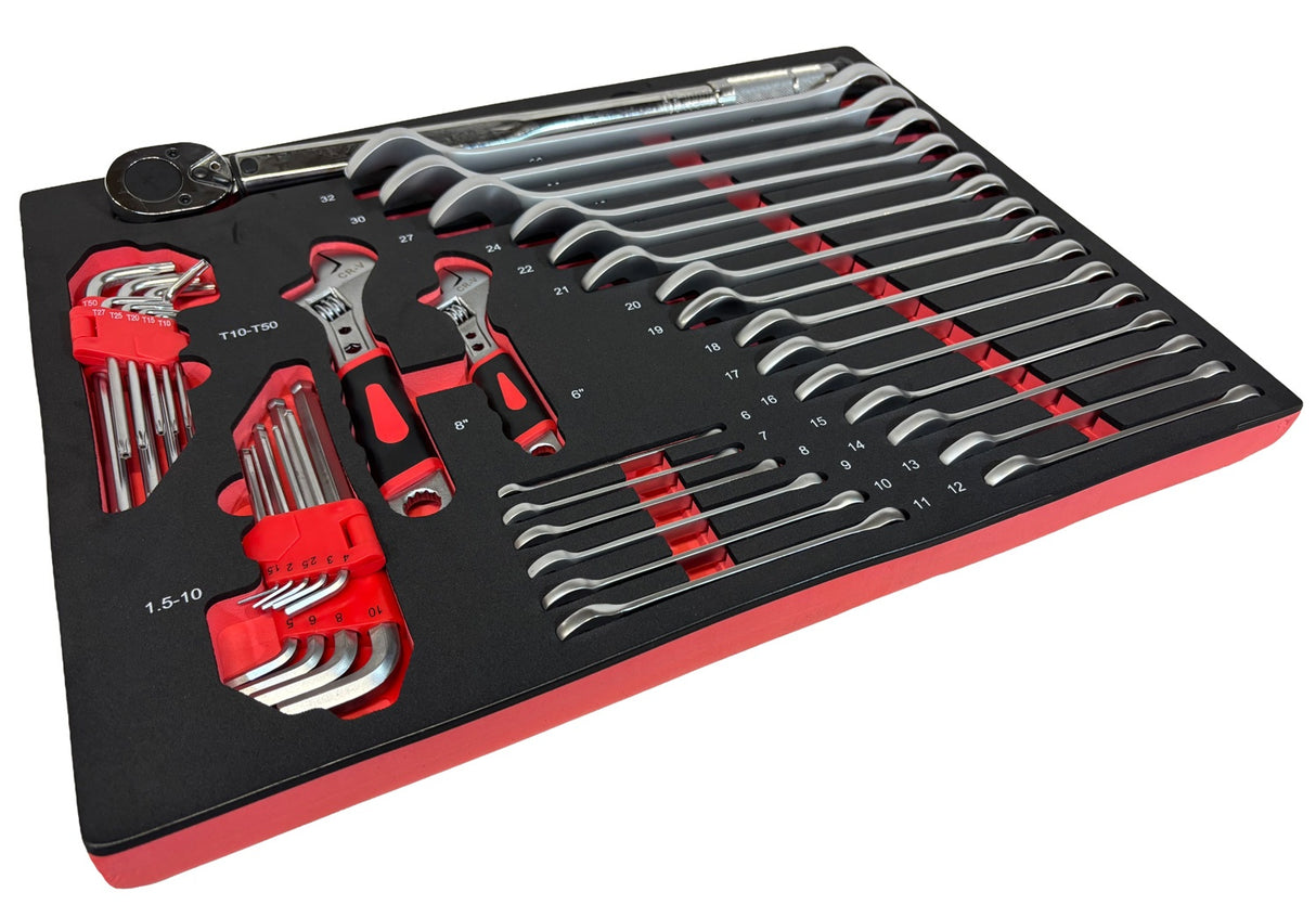 TOOL CABINET ON WHEELS | METAL WORKTOP | WITH TOOLS | 7 DRAWERS / 1 DOOR | 322 TOOLS (H7002)