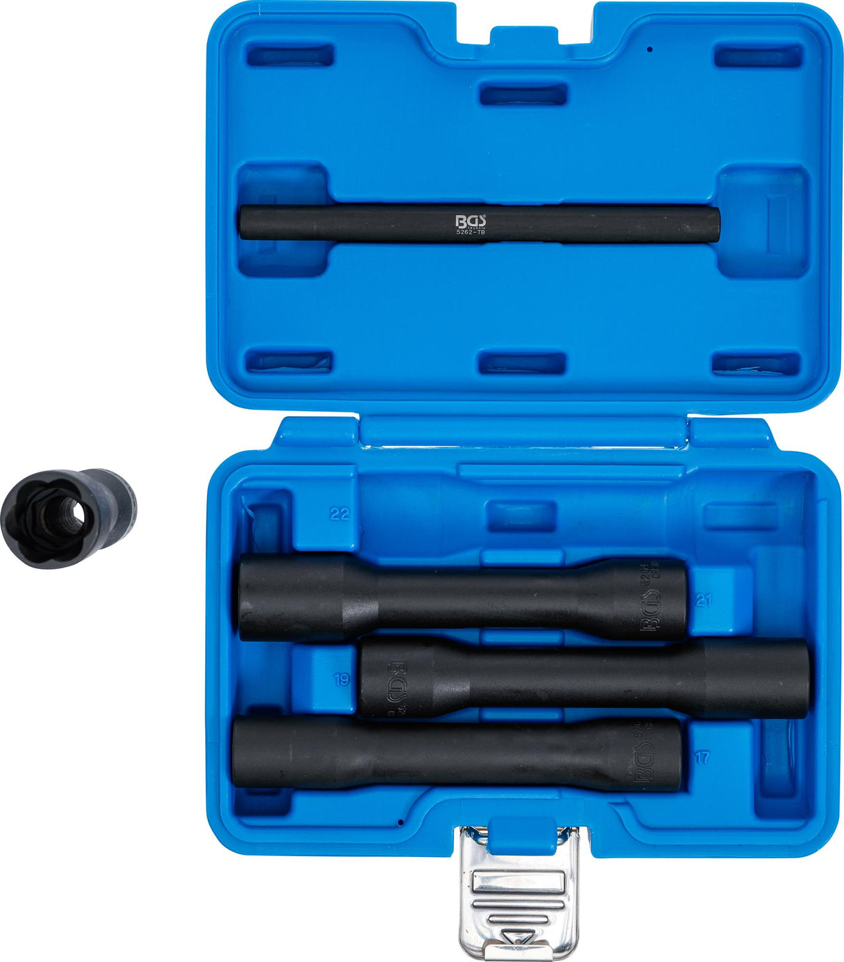 TWIST SOCKET SET (SPIRAL PROFILE) / SCREW EXTRACTOR, DEEP | 12.5 MM (1/2") DRIVE | 17 - 22 MM | 5 PCS. (5262)