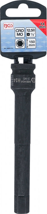 IMPACT BIT SOCKET | LENGTH 150 MM | 12.5 MM (1/2") DRIVE | INTERNAL HEXAGON 14 MM (5490-H14)