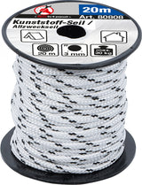 PLASTIC ROPE / ALL-PURPOSE ROPE | 3 MM X 20 M | BLACK / WHITE (80808)