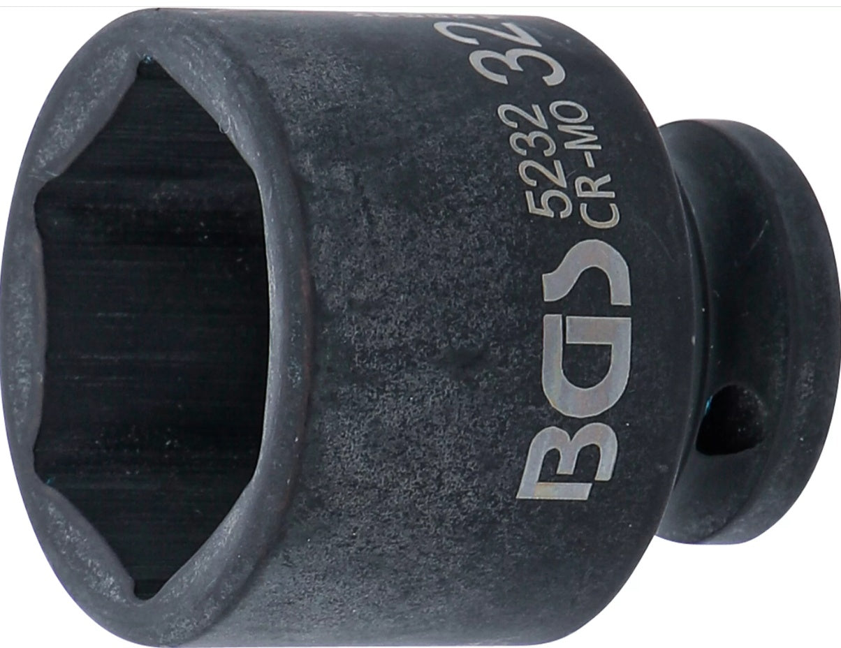 IMPACT SOCKET, HEXAGON | 12.5 MM (1/2") DRIVE | 32 MM (5232)
