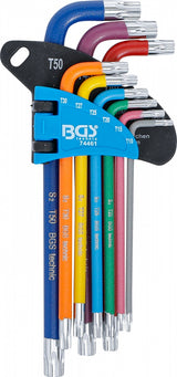 L-TYPE WRENCH SET | MULTICOLOUR | T-STAR TAMPERPROOF (FOR TORX) T10 - T50 | 9 PCS. (74461B)
