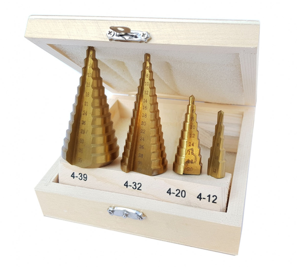 STEP DRILL BITS FOR HOLE ENLARGEMENT | 4-12, 4-20, 4-32, 4-39 MM | 4 PCS. (EB-4346)