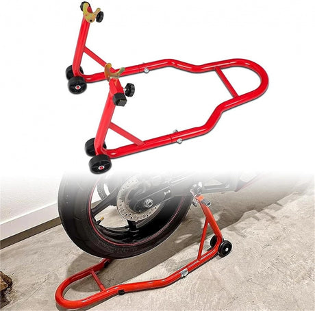 MOTORCYCLE STANDS WITH WHEELS | FOR FRONT AND REAR MOTORCYCLE WHEEL | L-SHAPED (JC-402)