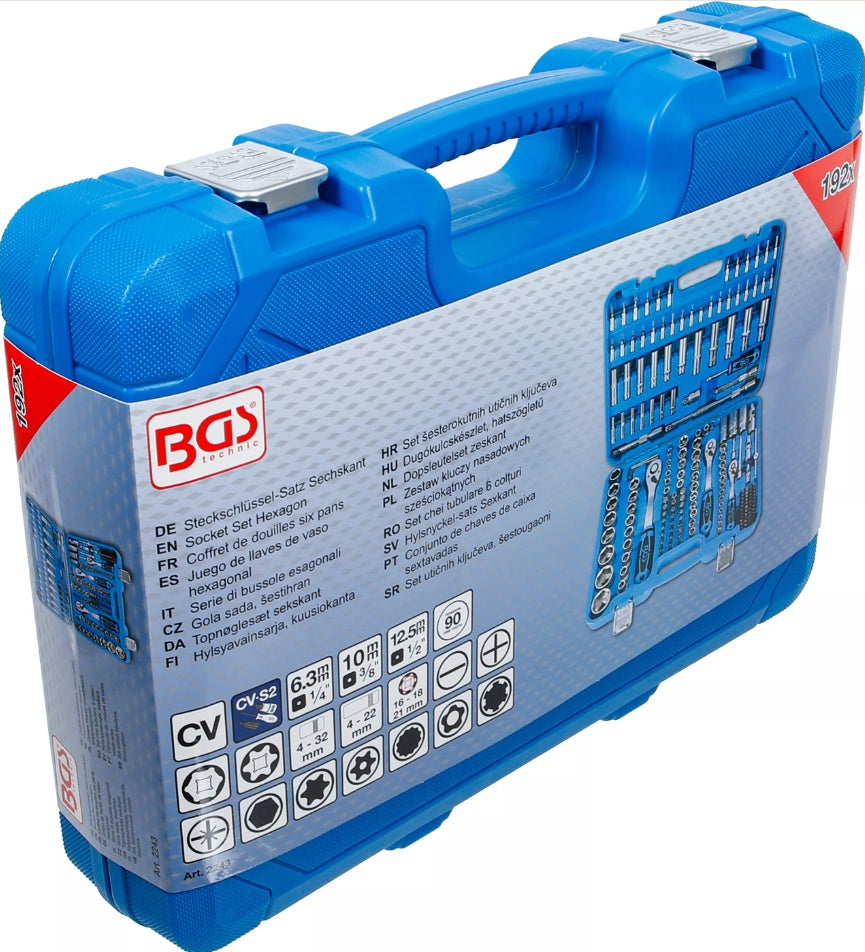 SOCKET SET HEXAGON | 6.3 MM (1/4") / 10 MM (3/8") / 12.5 MM (1/2") DRIVE | 192 PCS. (2243)