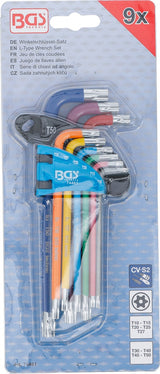 L-TYPE WRENCH SET | MULTICOLOUR | T-STAR TAMPERPROOF (FOR TORX) T10 - T50 | 9 PCS. (74461B)