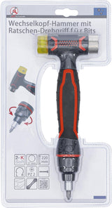 HAMMER WITH INTERCHANGEABLE HEAD | WITH RATCHET SPINNER HANDLE FOR BITS, REVERSIBLE | 3-IN-1 (20800)