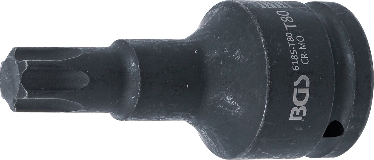 IMPACT BIT SOCKET | LENGTH 100 MM | 20 MM (3/4") DRIVE | T-STAR (FOR TORX) T80 (6185-T80)