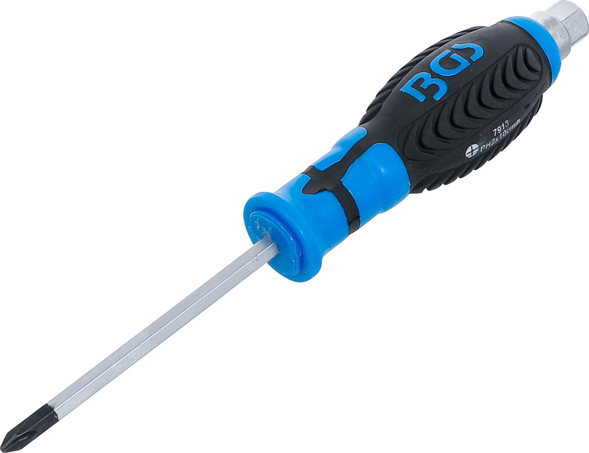 SCREWDRIVER, BLADE WITH HEXAGON PROFILE | CROSS SLOT PH2 | BLADE LENGTH 100 MM (7913)