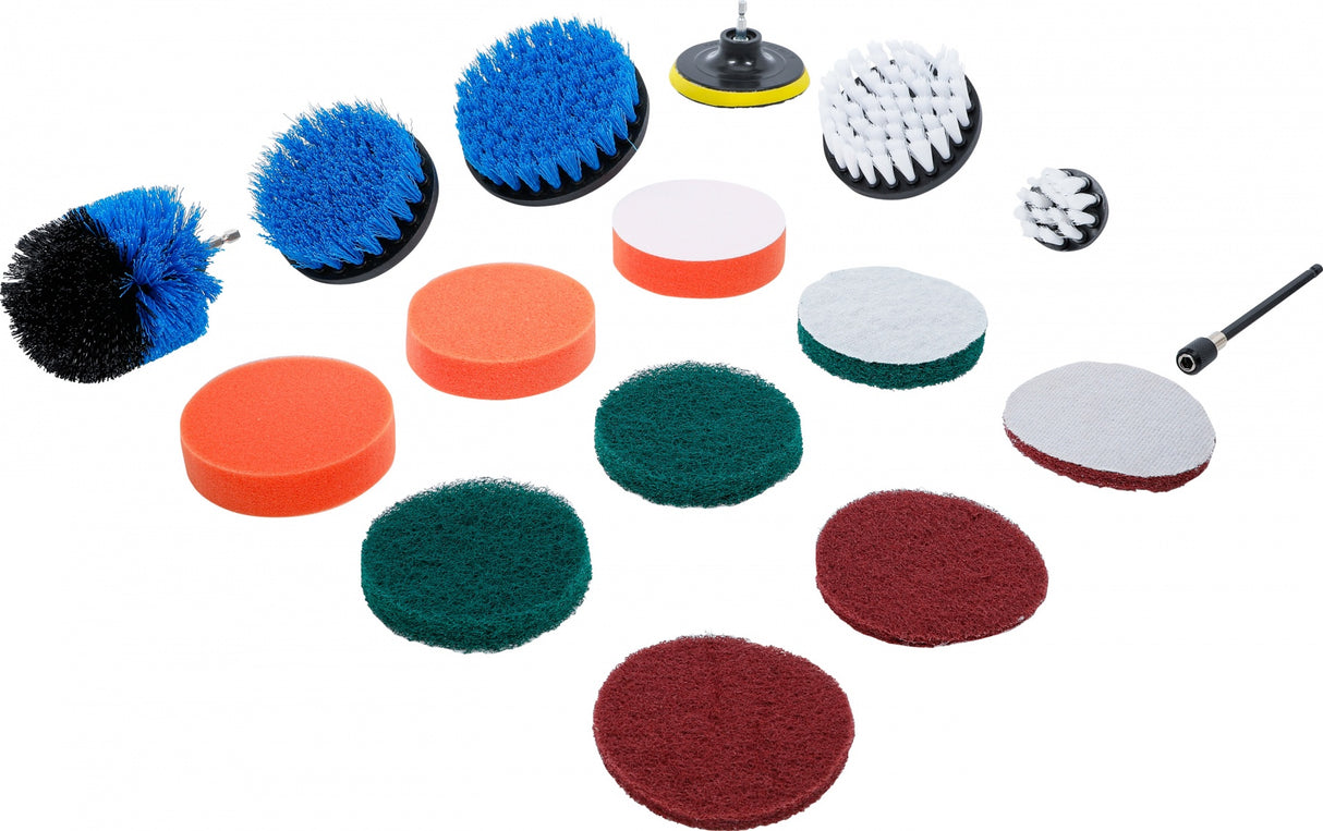GRINDING / POLISHING DISCS AND BRUSH ATTACHMENT SET | FOR DRILLS | 16 PCS. (74367)