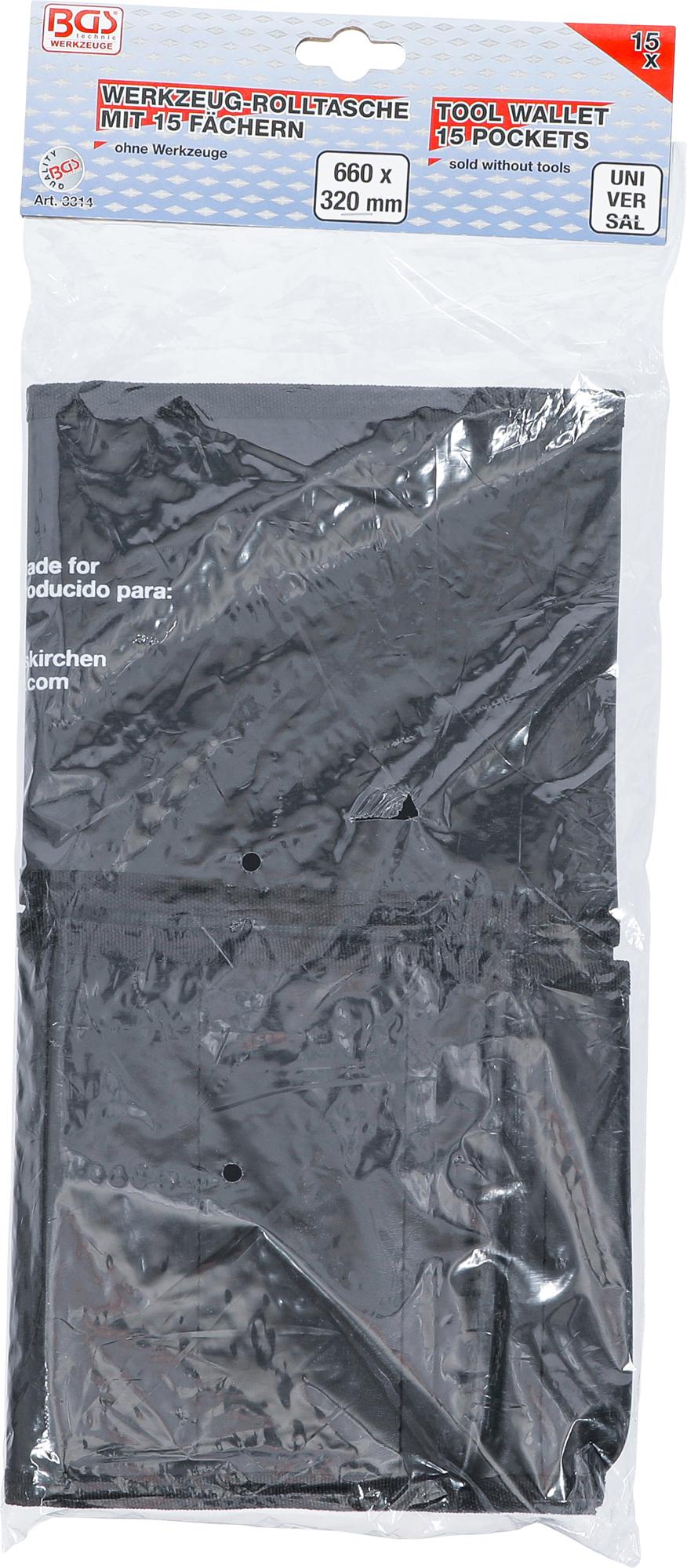 ROLL-UP BAG FOR TOOLS WITH 15 COMPARTMENTS | 660 X 320 MM | EMPTY (3314)