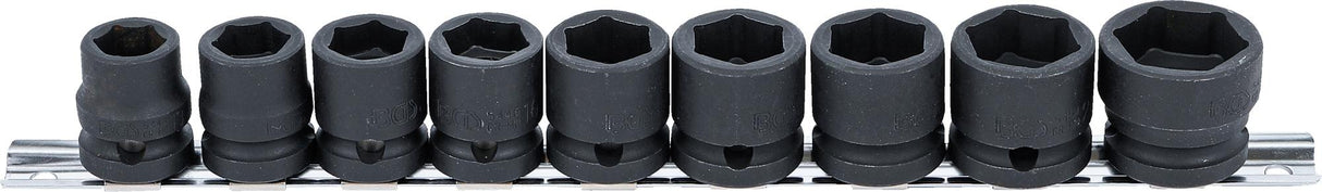 IMPACT SOCKET SET, HEXAGON, EXTRA FLAT | 12.5 MM (1/2") DRIVE | 13 - 24 MM | 9 PCS. (9551)