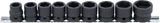 IMPACT SOCKET SET, HEXAGON, EXTRA FLAT | 12.5 MM (1/2") DRIVE | 13 - 24 MM | 9 PCS. (9551)