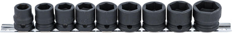 IMPACT SOCKET SET, HEXAGON, EXTRA FLAT | 12.5 MM (1/2") DRIVE | 13 - 24 MM | 9 PCS. (9551)