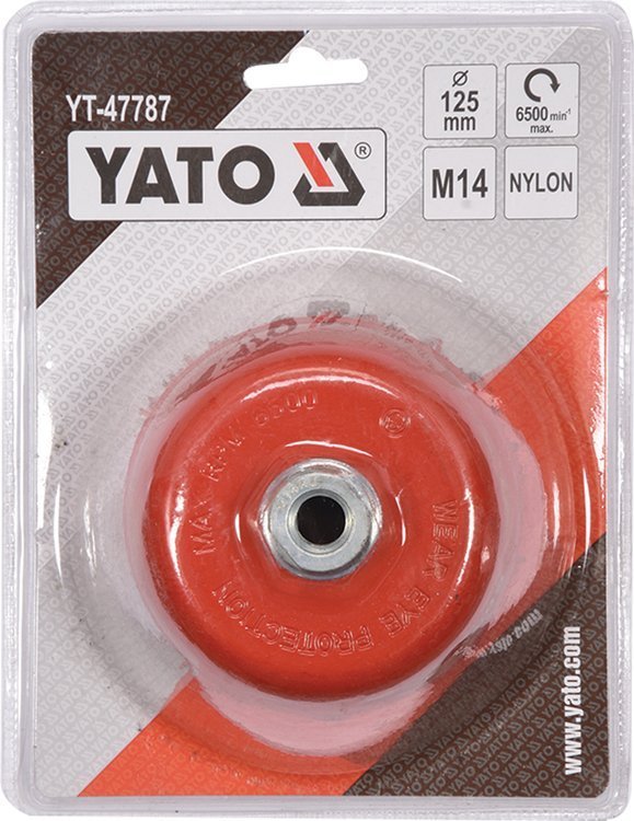 CUP BRUSH 125MM M14 NYLON RED (YT-47787)