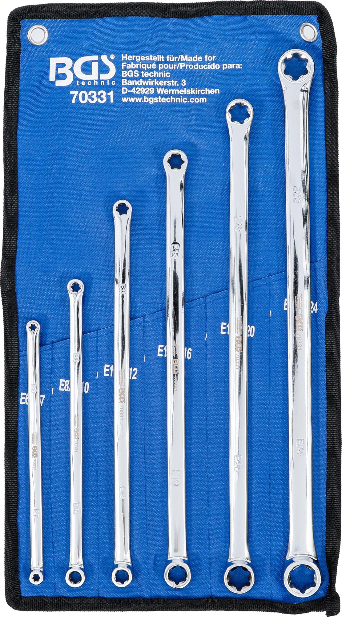 DOUBLE RING SPANNER SET WITH E-TYPE RING HEADS | EXTRA LONG | E6 X E7 - E22 X E24 | 6 PCS. (70331)