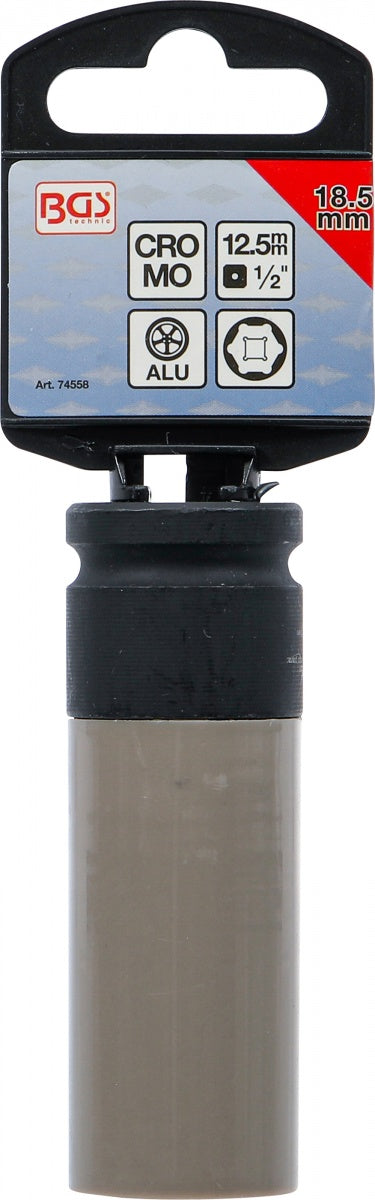 IMPACT SOCKET LONG THIN-WALLED | WITH PLASTIC PROTECTION | 12.5 MM (1/2") | 18.5 MM (74558)