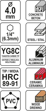UNIVERSAL DRILL WITH HEX SHANK 4,0MM (YT-44781)