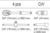 ACCESSORIES FOR 3/4" SOCKETS, 4PCS SET (YT-55458)