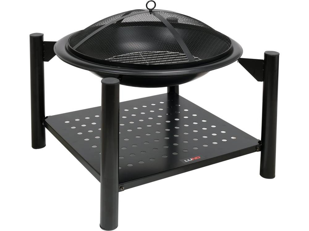 STEEL FIRE PIT W/ LOG STORE 58X58CMX55CM (99914)