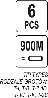 SOLDER IRON TIPS SET TYPE 900M 6 PCS (YT-82525)