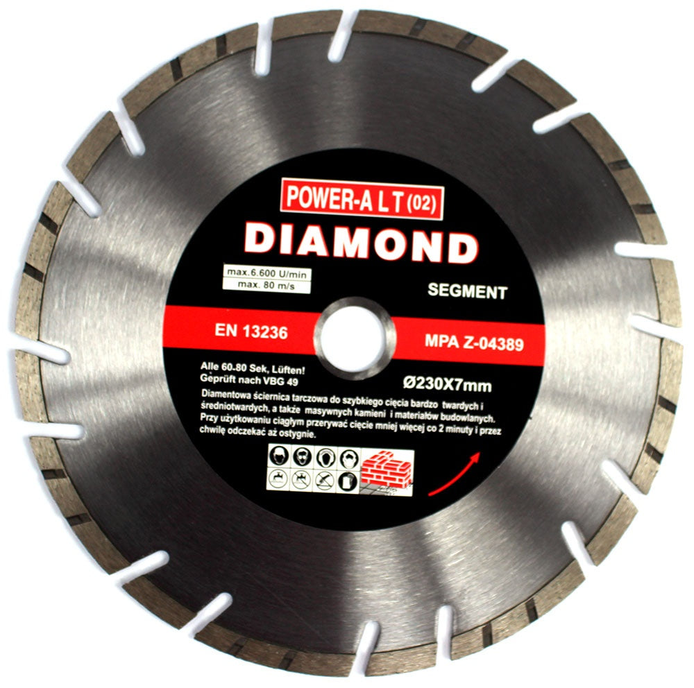 DIAMOND CUTTING DISC 230 MM X1.8X2.6X7.0, SEGMENT/TURBO (PAST0230)