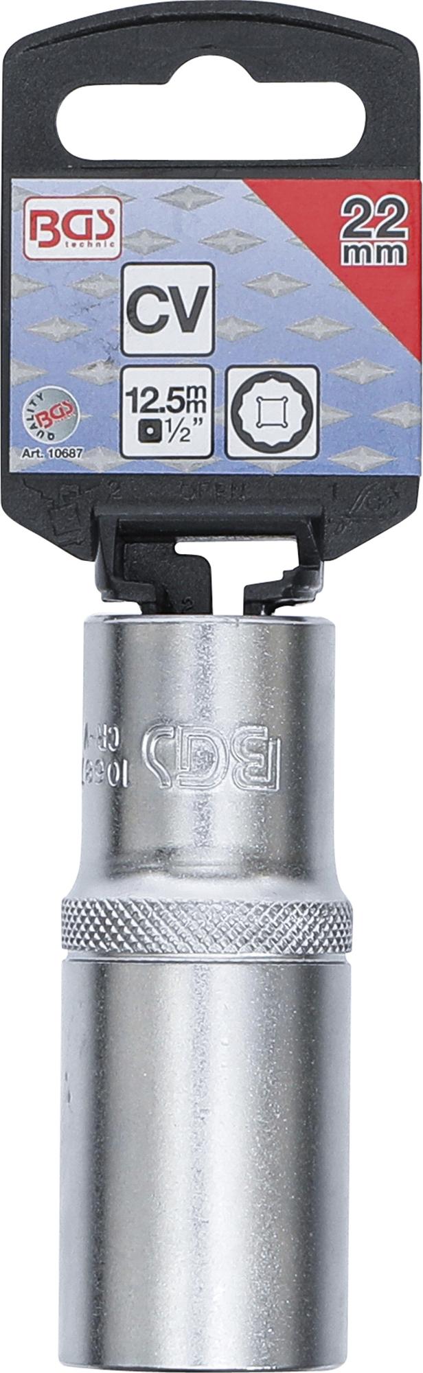SOCKET, 12-POINT, DEEP | 12.5 MM (1/2") DRIVE | 22 MM (10687)