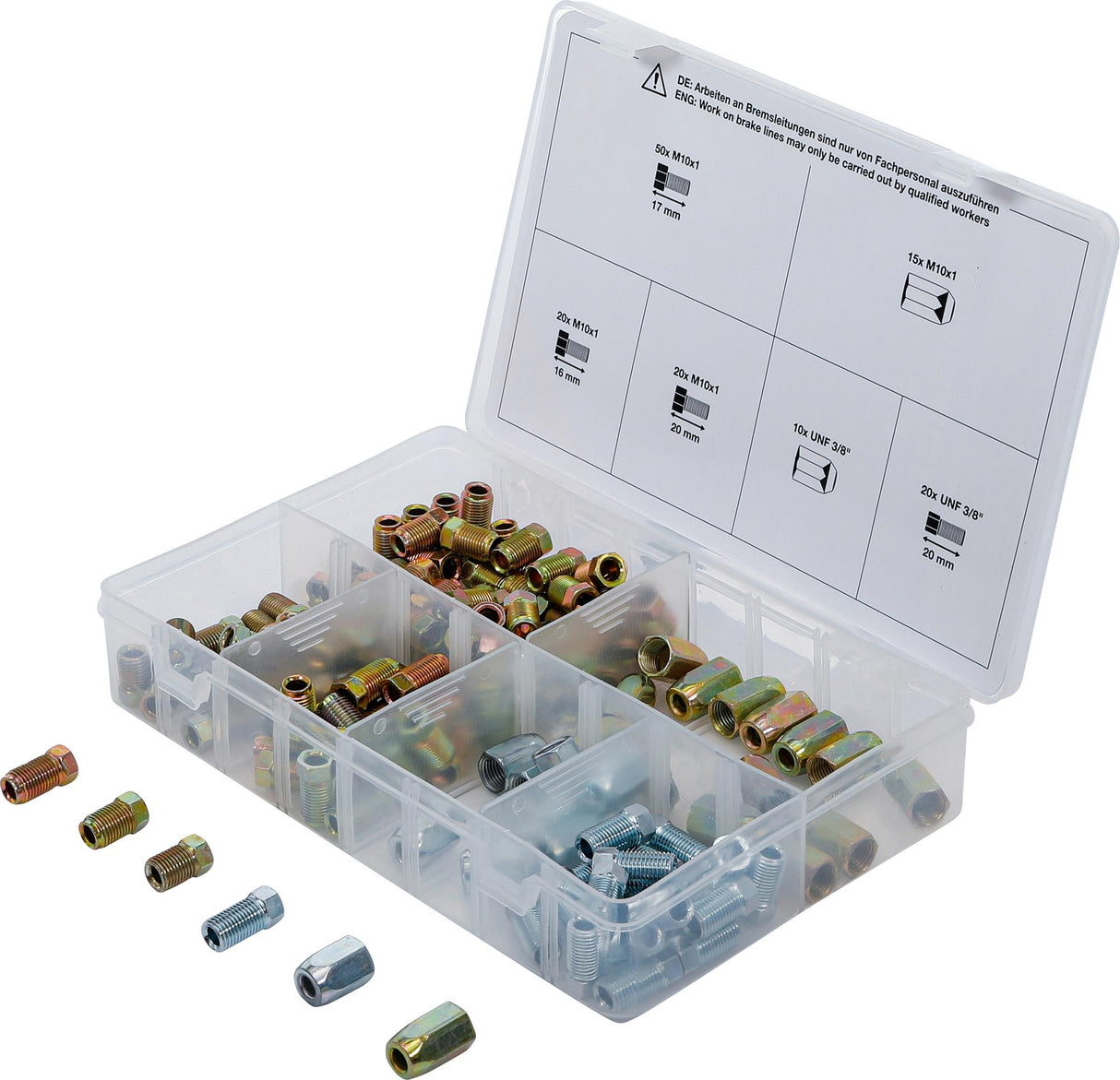 BRAKE PIPE FITTINGS, CONNECTING NUTS AND SCREWS ASSORTMENT | 135 PCS. (70341)