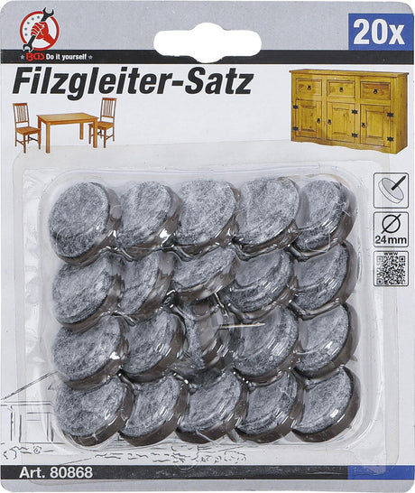 FELT PADS SET | WITH PIN | Ø 24 MM | 20 PCS. (80868)