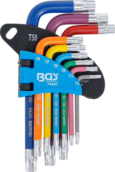 L-TYPE WRENCH SET | MULTICOLOUR | SHORT | T-STAR (FOR TORX) T10 - T50 | 9 PCS. (74457B)