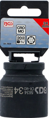 IMPACT SOCKET, HEXAGON | 20 MM (3/4") DRIVE | 34 MM (5634)