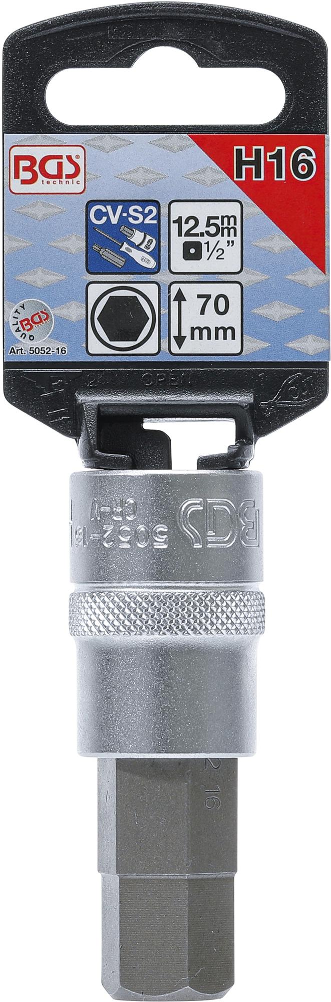 BIT SOCKET | 12.5 MM (1/2") | INTERNAL HEXAGON 16 MM (5052-16)