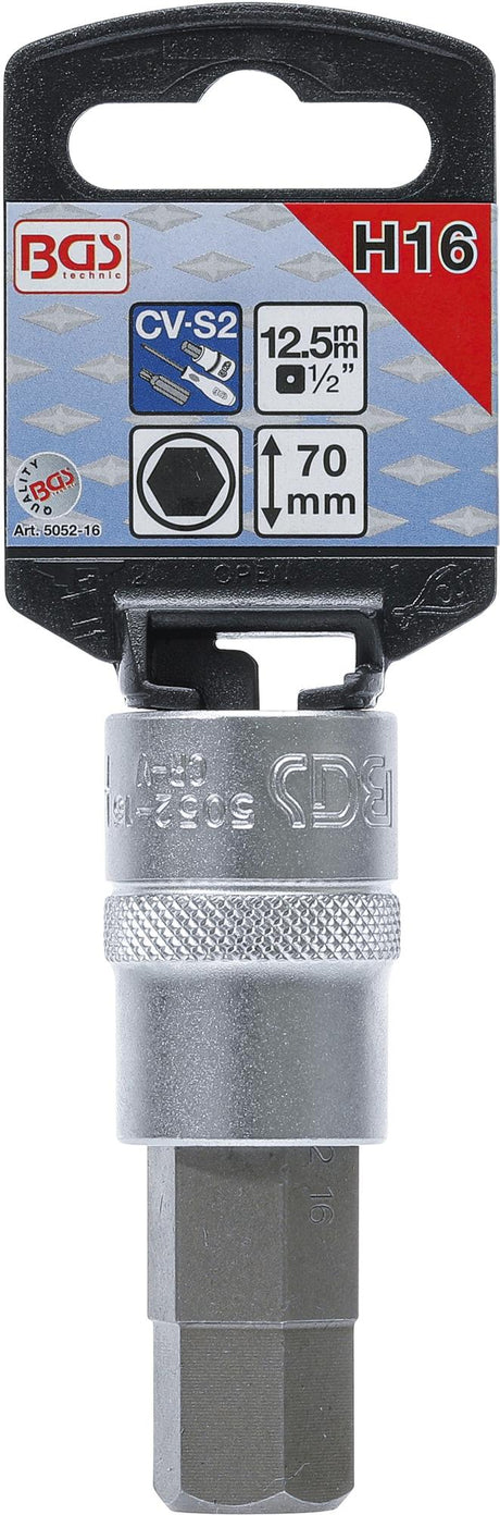 BIT SOCKET | 12.5 MM (1/2") | INTERNAL HEXAGON 16 MM (5052-16)