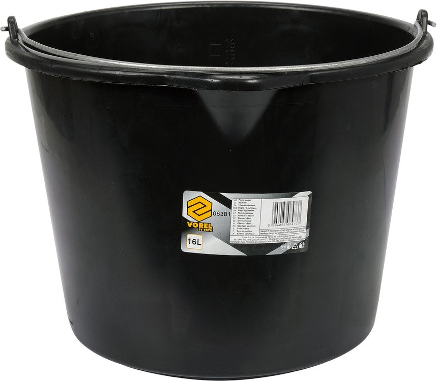 CONSTRUCTION BUCKET, BLACK | WITH SPOUT | 16L (06381)