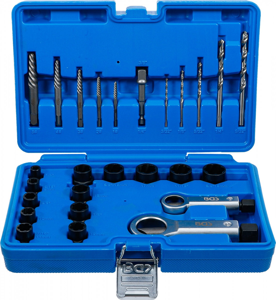 TWIST SOCKET (SPIRAL PROFILE) / SCREW EXTRACTOR AND NUT SPLITTER SET | 26 PCS. (74581B)