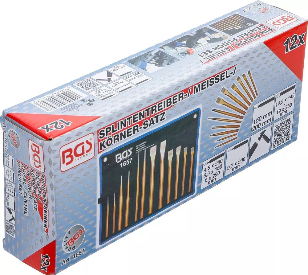 PIN PUNCH / CHISEL / CENTRE PUNCH SET | 12 PCS. (1657)