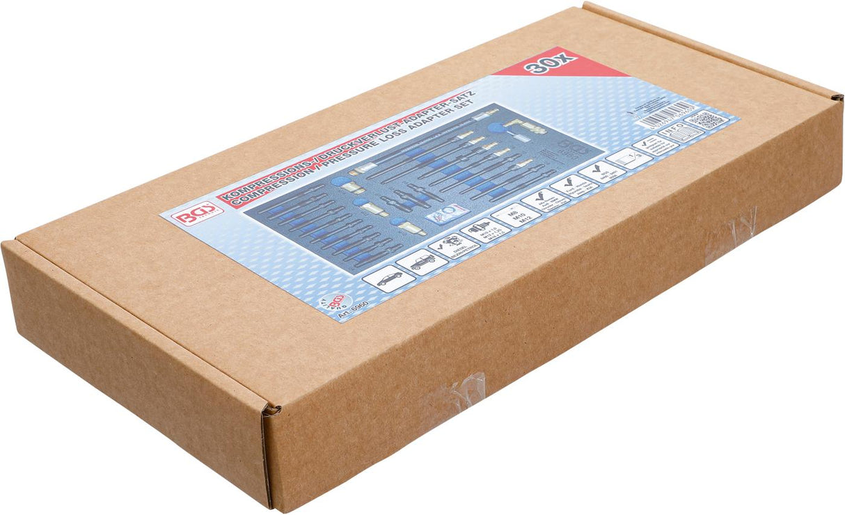 TOOL TRAY 1/3: ADAPTOR SET FOR COMPRESSION AND PRESSURE LOSS TESTER | 30 PCS. (6960)