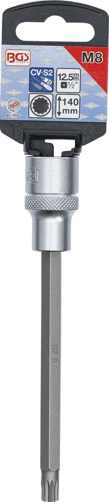 BIT SOCKET | LENGTH 140 MM | 12.5 MM (1/2") DRIVE | SPLINE (FOR XZN) | M8 (4332)