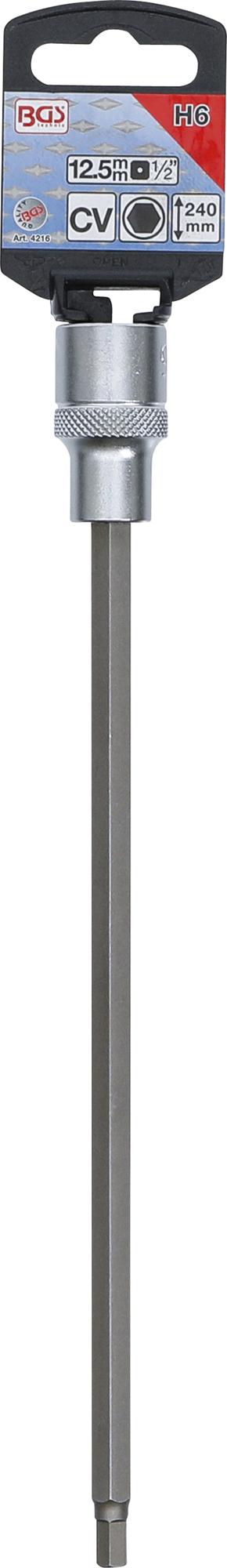 BIT SOCKET | LENGTH 240 MM | 12.5 MM (1/2") DRIVE | INTERNAL HEXAGON 6 MM (4216)