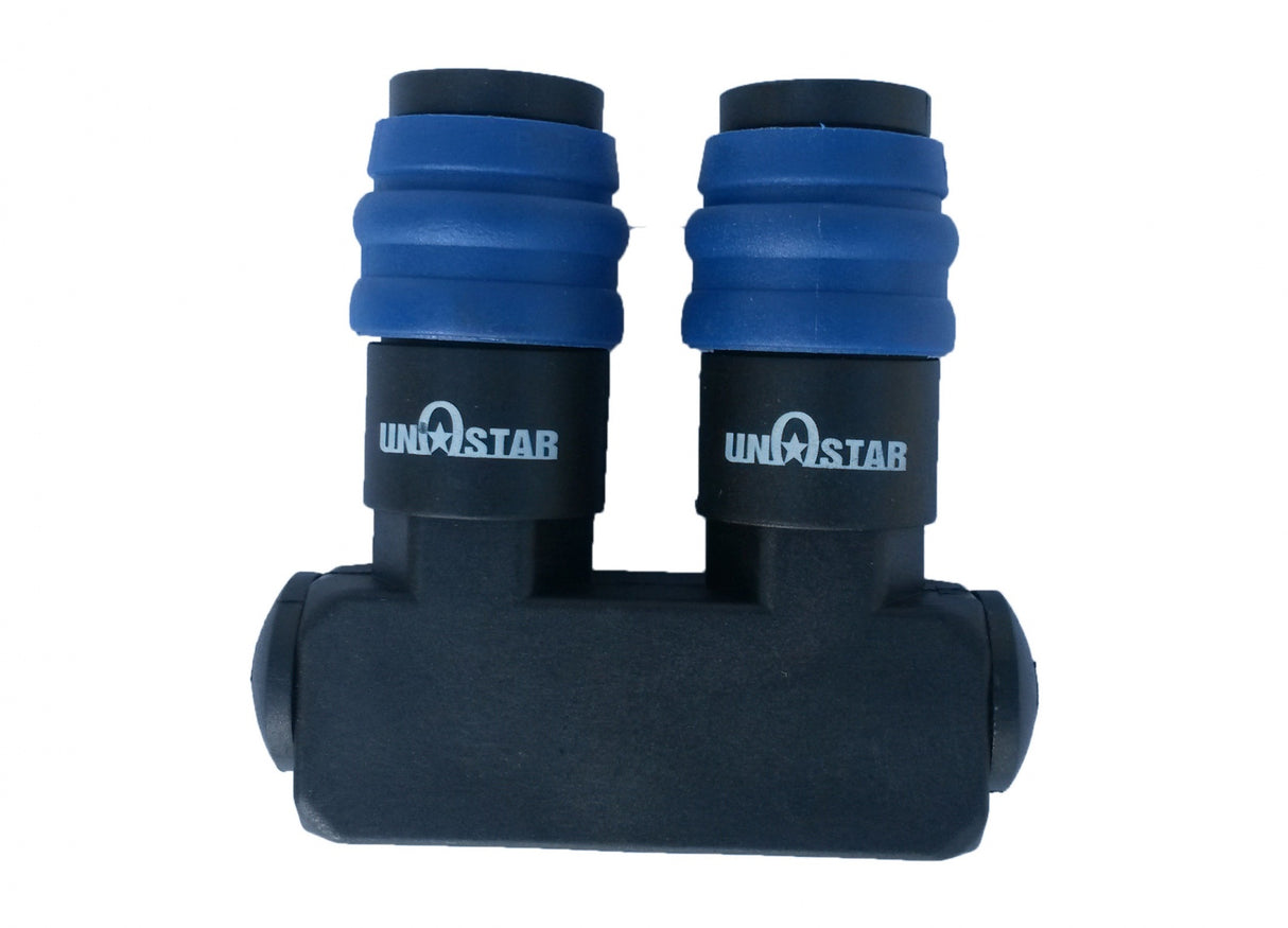AIR DISTRIBUTOR WITH 2 SOCKETS STRAIGHT 1/4" (TSC-2)