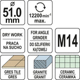 DIAMOND DRILL BIT 51MM FOR ANGLE GRINDER (YT-60446)