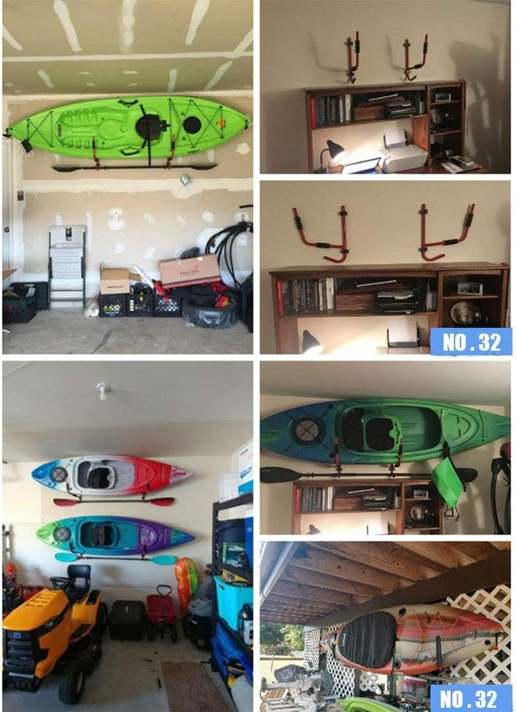 WALL-MOUNTED FOLDING KAYAK AND PADDLE RACK (DR2F)