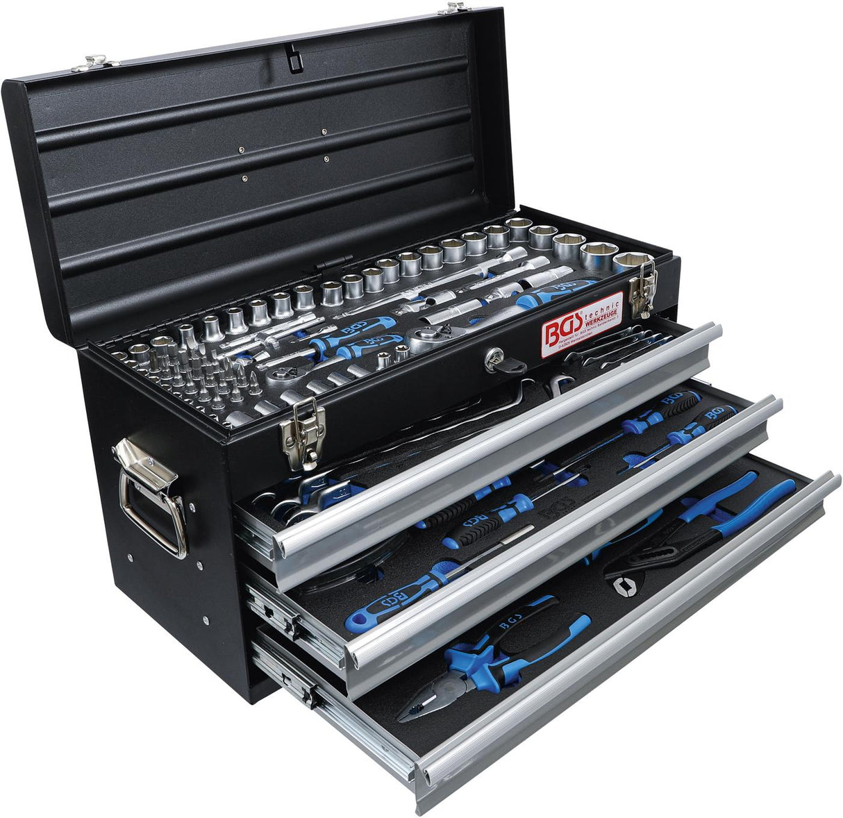 METAL WORKSHOP TOOL CASE | 3 DRAWERS | WITH 143 TOOLS (3318)
