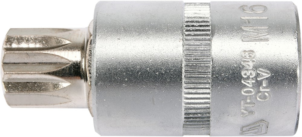 SOCKET BIT SPLINE 1/2" M16 L55MM (YT-04346)